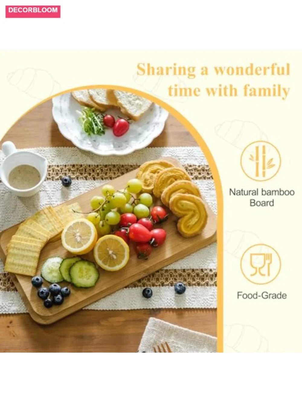 White Ear of Wheat Embossed Bread Box with Bamboo Lid